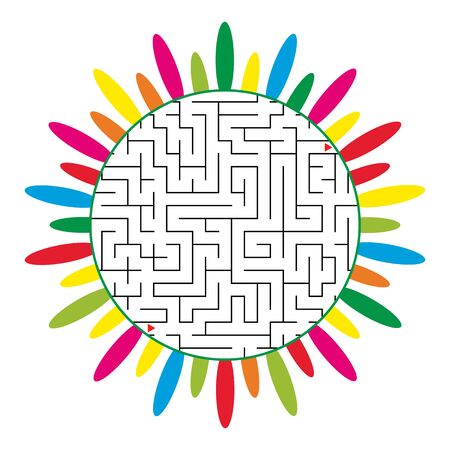 Labyrinth in the form of an abstract flower silhouette. Simple flat vector illustration isolated on white backgroundのイラスト素材
