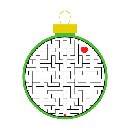 Labyrinth Christmas tree toy. Simple flat vector illustration isolated on white backgroundのイラスト素材