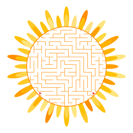 Labyrinth in the form of an abstract flower silhouette. Simple flat vector illustration isolated on white backgroundのイラスト素材