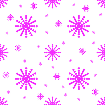 Seamless pattern from pink snowflakes on a white backgroundのイラスト素材