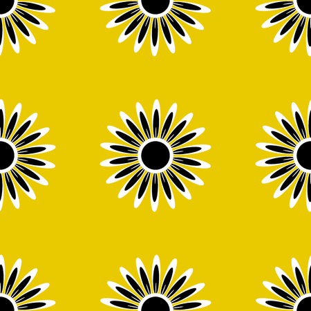 Seamless pattern of abstract colors of white and black on a yellow backgroundのイラスト素材