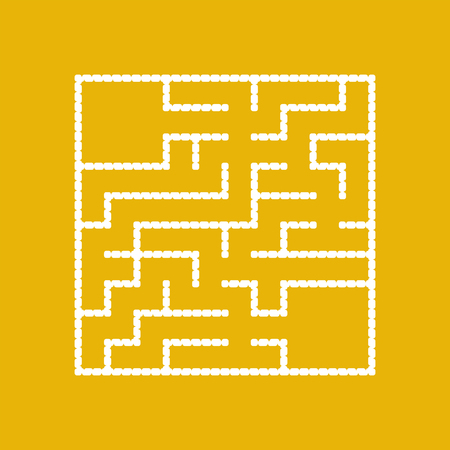 White square labyrinth with entrance and exit. An interesting game for children. A simple flat vector illustration isolated on a colored background. With a place for your drawingsのイラスト素材