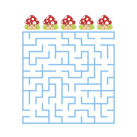 A colored square labyrinth with an entrance and an exit. Difficulty level. Lovely toon. Simple flat vector illustration isolated on white backgroundのイラスト素材
