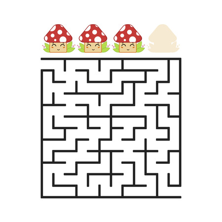 A colored square labyrinth with an entrance and an exit. Difficulty level. Lovely toon. Simple flat vector illustration isolated on white backgroundのイラスト素材