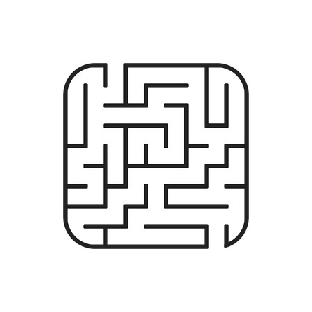 Abstract square maze. Easy level of difficulty. Game for kids. Puzzle for children. One entrances, one exit. Labyrinth conundrum. Flat vector illustration isolated on white background.のイラスト素材