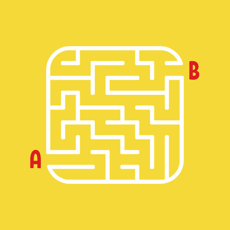 Abstract square maze. Easy level of difficulty. Game for kids. Puzzle for children. One entrances, one exit. Labyrinth conundrum. Flat vector illustration isolated on white background.のイラスト素材