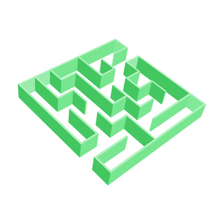 Abstract colored square maze. 3D surround style. Game for kids. Puzzle for children. One entrance, one exit. Labyrinth conundrum. Vector illustrationのイラスト素材