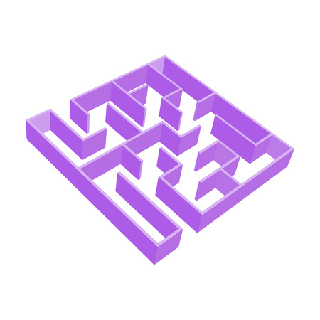 Abstract colored square maze. 3D surround style. Game for kids. Puzzle for children. One entrance, one exit. Labyrinth conundrum. Vector illustrationのイラスト素材