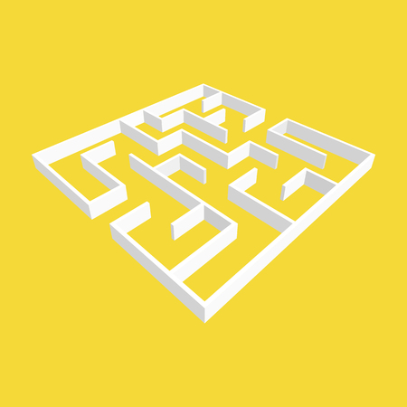 Abstract white square maze. 3D surround style. Game for kids. Puzzle for children. One entrance, one exit. Labyrinth conundrum. Vector illustrationのイラスト素材