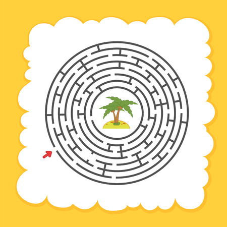 Abstract round maze. Game for kids. Puzzle for children. One entrance, one exit. Labyrinth conundrum. Cute character. Flat vector illustration. Cartoon styleのイラスト素材