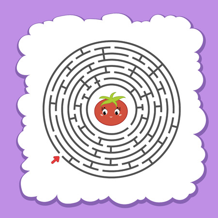 Abstract round maze. Game for kids. Puzzle for children. One entrance, one exit. Labyrinth conundrum. Cute character. Flat vector illustration. Cartoon styleのイラスト素材