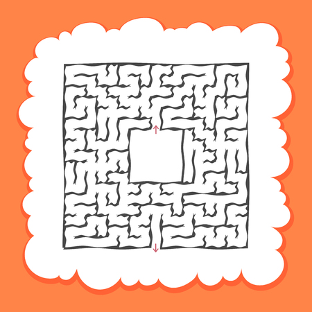 Abstract square maze. Game for kids. Puzzle for children. Labyrinth conundrum. Flat vector illustration. Cartoon style. With place for your image. Find the right pathのイラスト素材