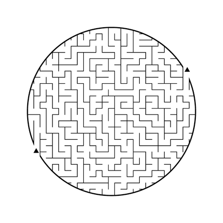 Difficult round labyrinth. Game for kids. Puzzle for children. One entrance, one exit. Maze conundrum. Flat vector illustration isolated on white background.のイラスト素材