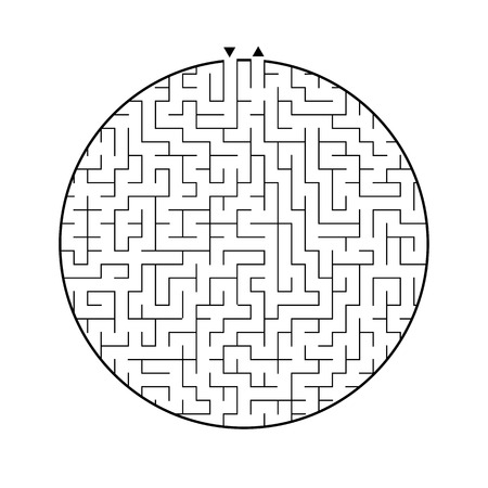 Difficult round labyrinth. Game for kids. Puzzle for children. One entrance, one exit. Maze conundrum. Flat vector illustration isolated on white background.のイラスト素材