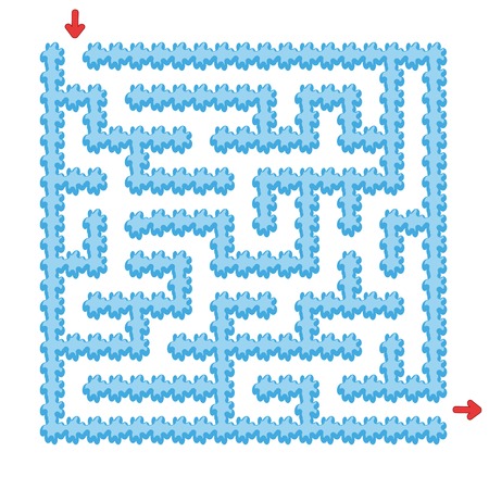 Icy blue square maze. Game for kids. Puzzle for children. Easy level of difficulty. Labyrinth conundrum. Flat vector illustration isolated on white background. Cartoon styleのイラスト素材