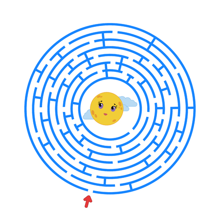 Round maze. Game for kids. Puzzle for children. Labyrinth conundrum. Flat vector illustration isolated on white backgroundのイラスト素材