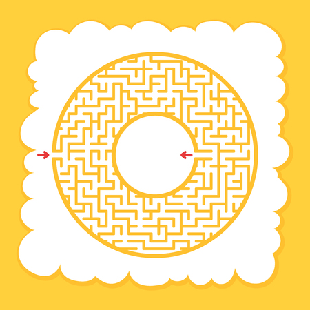 Color round labyrinth. Game for kids. Puzzle for children. One entrance, one exit. Labyrinth conundrum. Flat vector illustration. With place for your imageのイラスト素材