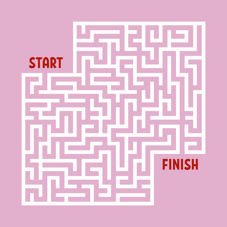 Abstract square maze. Game for kids. Puzzle for children. One entrance, one exit. Labyrinth conundrum. Flat vector illustration. With place for your imageのイラスト素材