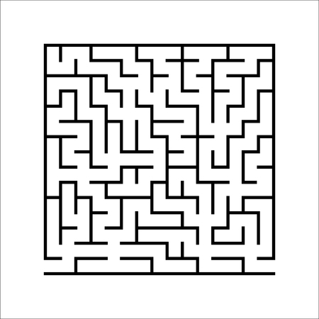 Abstract square maze. Game for kids. Puzzle for children. One entrances, one exit. Labyrinth conundrum. Simple flat vector illustration isolated on white background.のイラスト素材