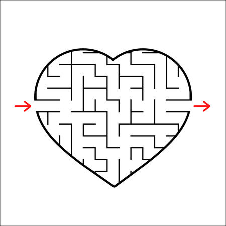 Abstract heart shaped labyrinth. Game for kids. Puzzle for children. One entrances, one exit. Maze conundrum. Simple flat vector illustration isolated on white background.のイラスト素材