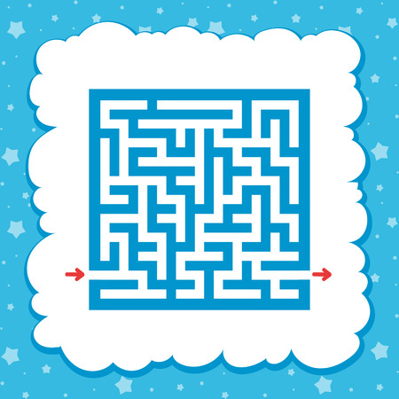 Color square maze. Game for kids. Puzzle for children. One entrance, one exit. Labyrinth conundrum. Flat vector illustration isolated on fairy backgroundのイラスト素材