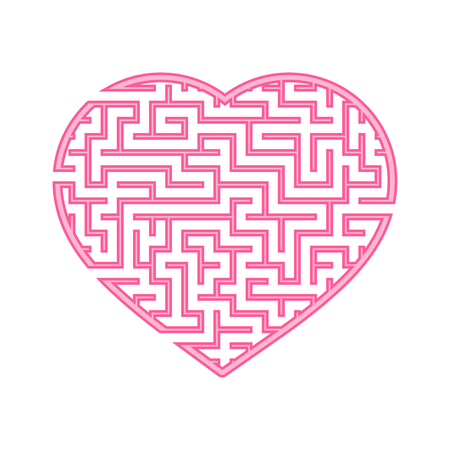 Color heart shaped labyrinth. Game for kids and adults. Find the right path. Puzzle for children. Labyrinth conundrum. Flat vector illustration isolated on white backgroundのイラスト素材