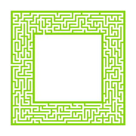 Sophisticated color square maze frame. Game for kids and adults. Puzzle for children. One entrance, one exit. Labyrinth conundrum. Flat vector illustration. With place for your imageのイラスト素材