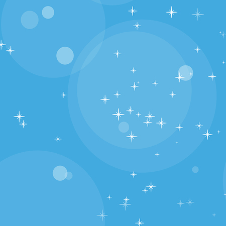 Color abstract background of blue sky with bokeh and stars. Simple flat vector illustrationのイラスト素材