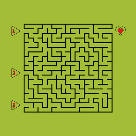 Abstract square maze. Game for kids. Puzzle for children. Find the right path to the heart. Labyrinth conundrum. Flat vector illustration isolated on white background.のイラスト素材