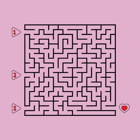 Abstract square maze. Game for kids. Puzzle for children. Find the right path to the heart. Labyrinth conundrum. Flat vector illustration isolated on white background.のイラスト素材