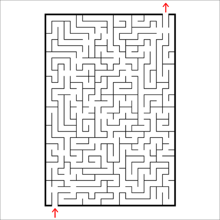 Abstract rectangular maze. Game for kids. Puzzle for children. One entrances, one exit. Labyrinth conundrum. Simple flat vector illustration isolated on white background.のイラスト素材