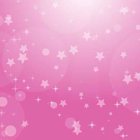 Pink romantic abstract background with stars and circles. Simple flat vector illustrationのイラスト素材