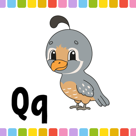 Animal alphabet. Zoo ABC. Cartoon cute animals isolated on white background. For kids education. Learning letters. Vector illustrationのイラスト素材
