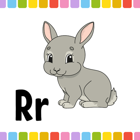 Animal alphabet. Zoo ABC. Cartoon cute animals isolated on white background. For kids education. Learning letters. Vector illustrationのイラスト素材
