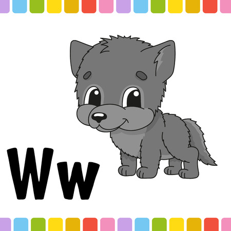 Animal alphabet. Zoo ABC. Cartoon cute animals isolated on white background. For kids education. Learning letters. Vector illustrationのイラスト素材