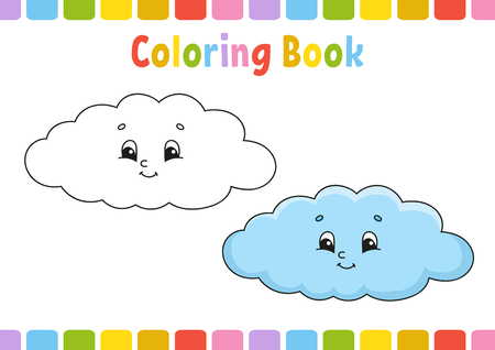 Coloring book for kids. Cheerful character. Vector illustration. Cute cartoon style. Hand drawn. Fantasy page for children. Isolated on white backgroundのイラスト素材
