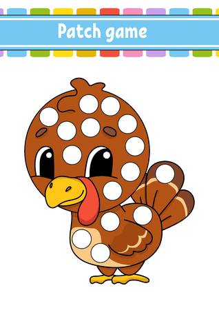 Patch game for children. Do a dot coloring page. Educational activity worksheet for kids and toddlers. Isolated vector illustration. Cartoon styleのイラスト素材