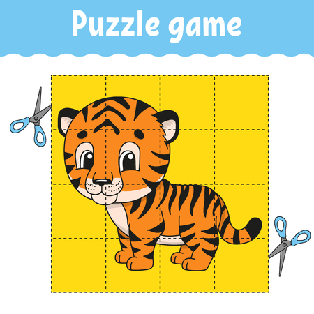 Puzzle game for kids . Education developing worksheet. Learning game for children. Activity page. For toddler. Riddle for preschool. Simple flat isolated vector illustration in cute cartoon style.のイラスト素材