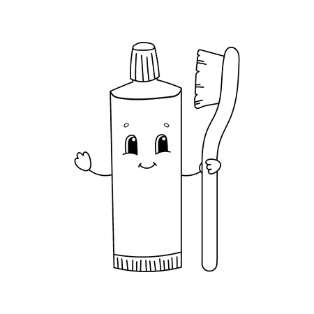 Coloring book for kids. Cheerful character. Simple flat isolated vector illustration in cute cartoon styleのイラスト素材