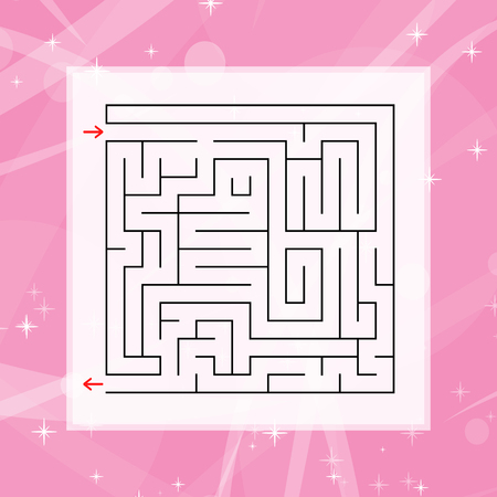 A square labyrinth. An interesting and useful game for children and adults. Simple flat vector illustration on a colorful abstract backgroundのイラスト素材