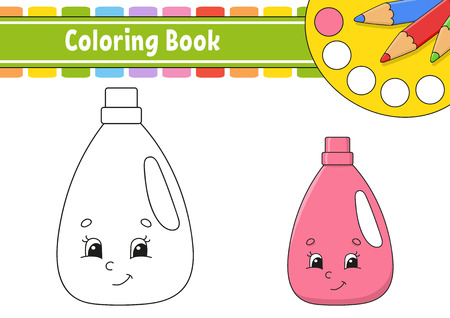 Coloring book for kids. Cheerful character. Vector illustration. Cute cartoon style. Hand drawn. Fantasy page for children. Isolated on white backgroundのイラスト素材