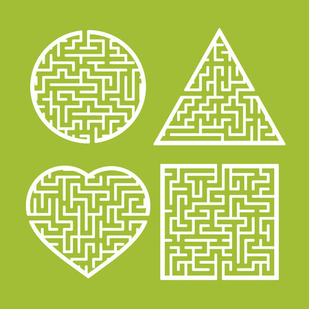 A set of mazes. Game for kids. Puzzle for children. Labyrinth conundrum. Find the right path. Vector illustrationのイラスト素材