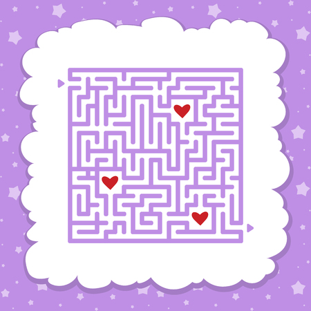 Funny maze. Game for kids. Puzzle for children. Cartoon style. Labyrinth conundrum. Color vector illustration. Find the right path. The development of logical and spatial thinkingのイラスト素材
