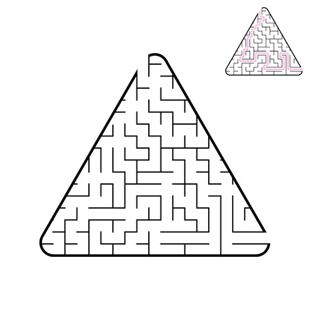 Triangular labyrinth. An interesting and useful game for children. A simple flat vector illustration on a white background. With the decisionのイラスト素材