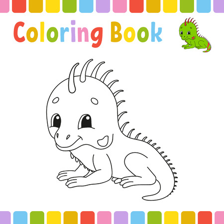 Coloring book pages for kids. Cute cartoon vector illustrationのイラスト素材