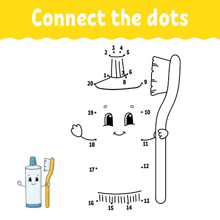 Dot to dot. Draw a line. Handwriting practice. Learning numbers for kids. Education developing worksheet. Activity page. Game for toddler and preschoolers. Isolated vector illustration. Cartoon style.のイラスト素材