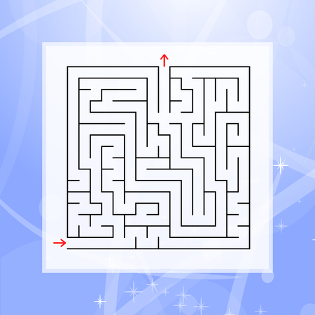 A square labyrinth. An interesting and useful game for children and adults. Simple flat vector illustration on a colorful abstract backgroundのイラスト素材