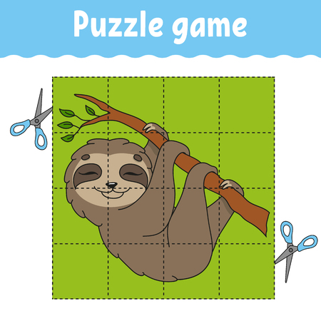 Puzzle game for kids . Education developing worksheet. Learning game for children. Activity page. For toddler. Riddle for preschool. Simple flat isolated vector illustration in cute cartoon style.のイラスト素材