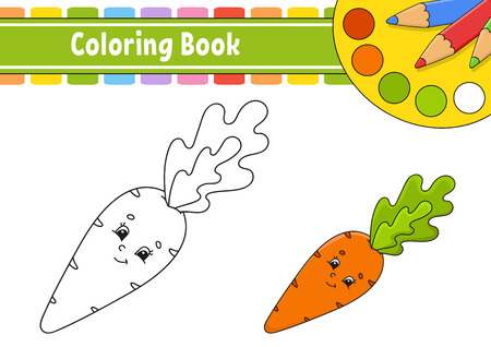 Coloring book for kids. Cheerful character. Vector illustration. Cute cartoon style. Hand drawn. Fantasy page for children. Isolated on white backgroundのイラスト素材