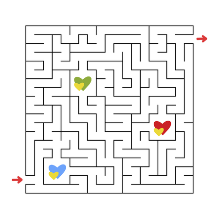 Funny maze. Game for kids. Puzzle for children. Cartoon style. Labyrinth conundrum. Color vector illustration. Find the right path. The development of logical and spatial thinkingのイラスト素材